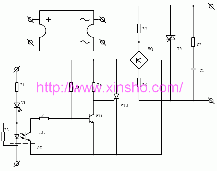 SSR����̵����ڲ���·ԭ��ͼ